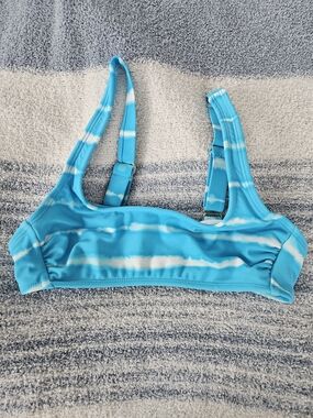 Xhilaration Blue and White Striped Bikini Top